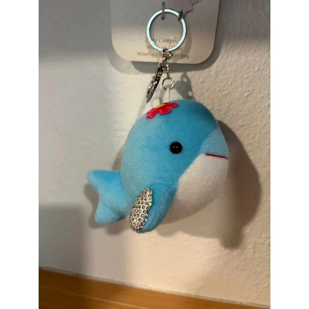 Natasha Plush Blue Whale Hand Bag Charm Keychain Purse Accessory NWT